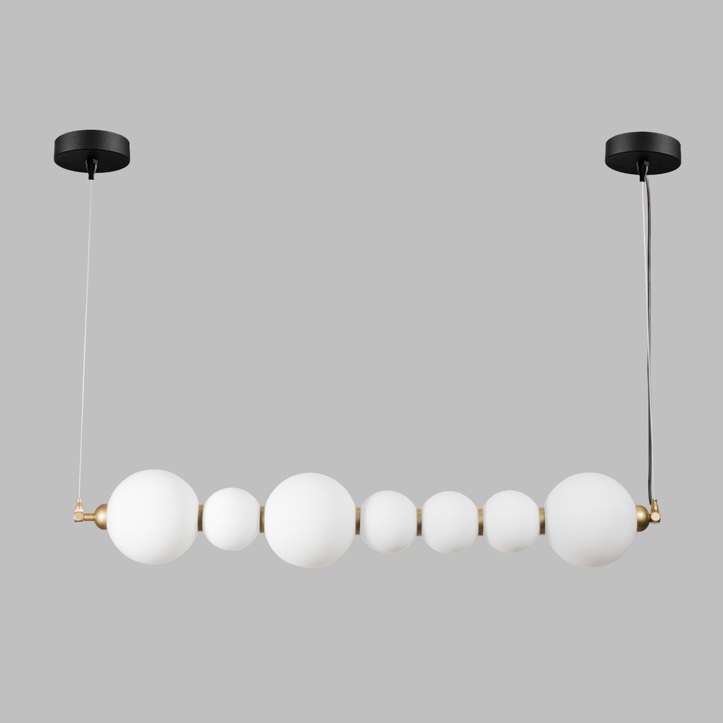 Modern Opal Glass Globe LED Chandelier: Linear Pearl Pendant Light