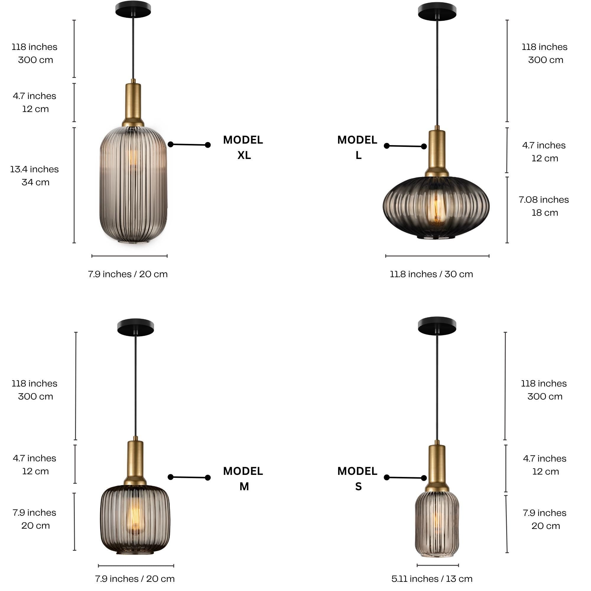 Smoke Gray Ribbed Glass Pendant Light: Modern Brass-Tone Chandelier
