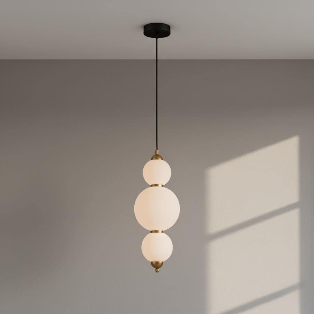 Stacked Globe Chandelier – Modern Opal Glass Staircase & Island Pendant Light