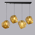 Modern Amber Glass Ice Cube Chandelier, Kitchen Island Lighting