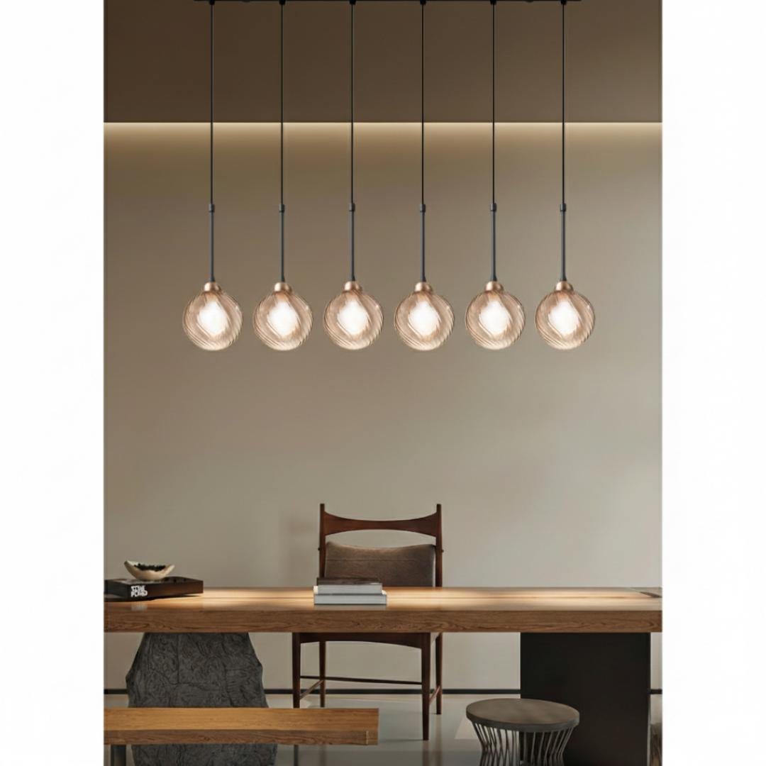 Modern Globe Chandelier, High Ceiling Pendant Light, Colorful Glass
