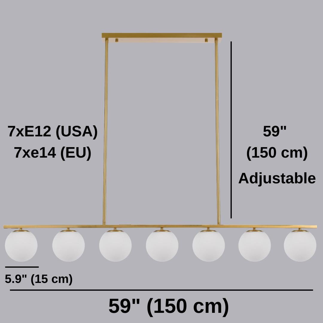 Modern Globe Glass Linear Chandelier: Kitchen Island Dining Room Lighting