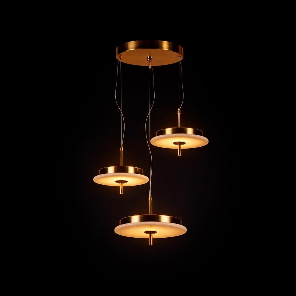 Alabaster Marble LED Pendant Light: Custom Brass Kitchen Island Chandelier