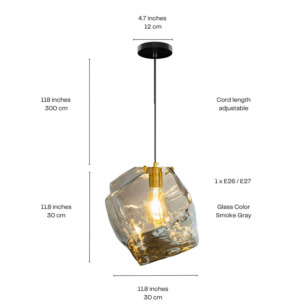 Smoked Glass Cluster Pendant Light, Modern Foyer Chandelier