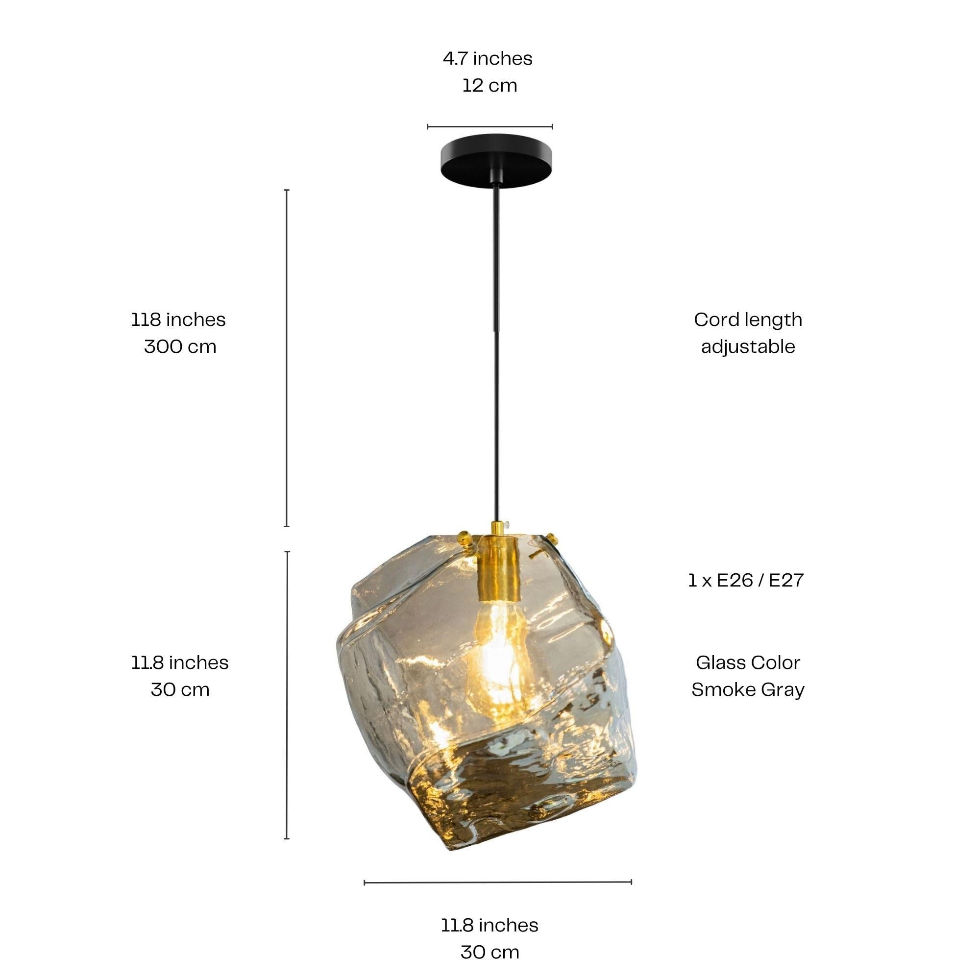 Smoked Glass Cluster Pendant Light, Modern Foyer Chandelier
