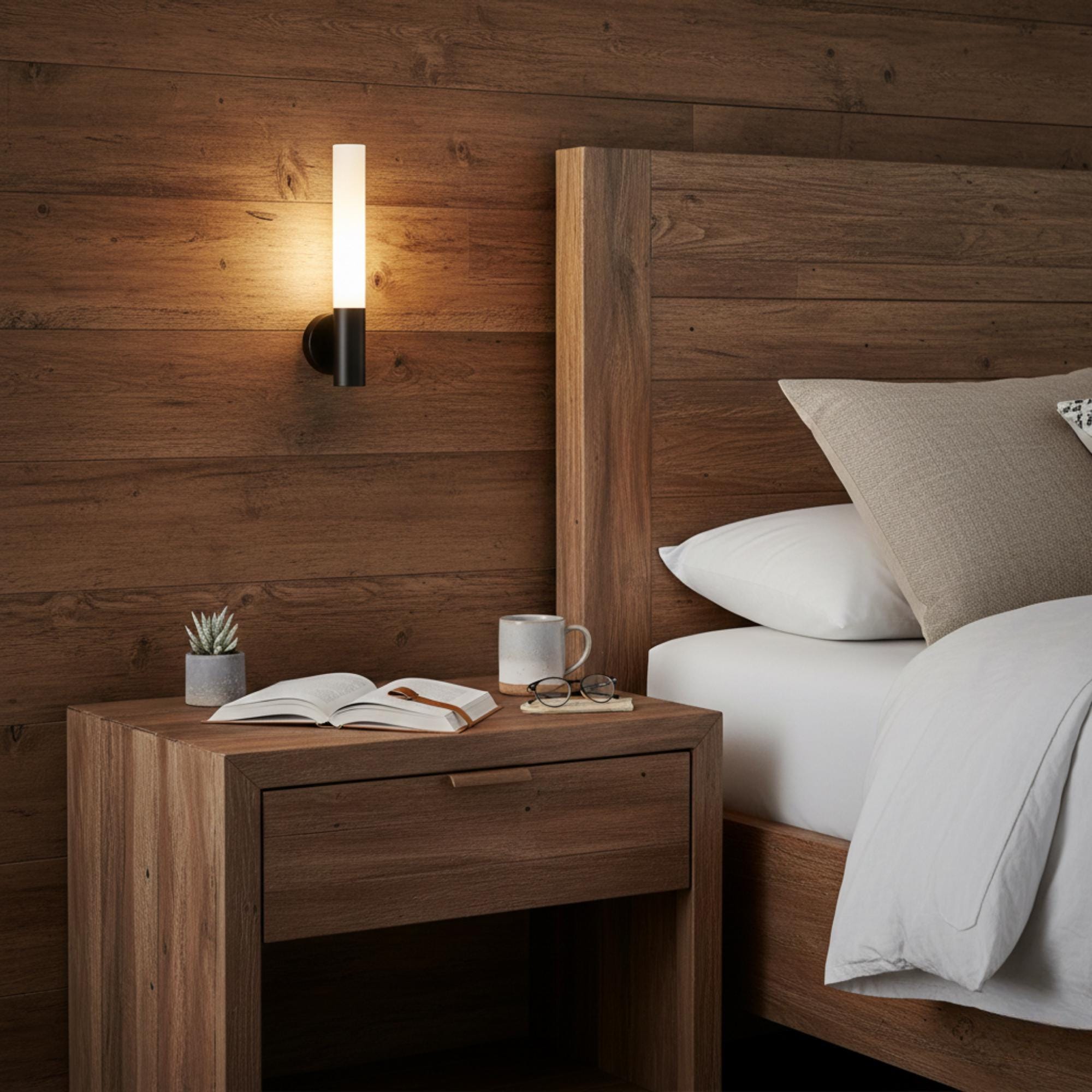 Minimal Tube Wall Sconce – Contemporary Black or Gold Vanity Light