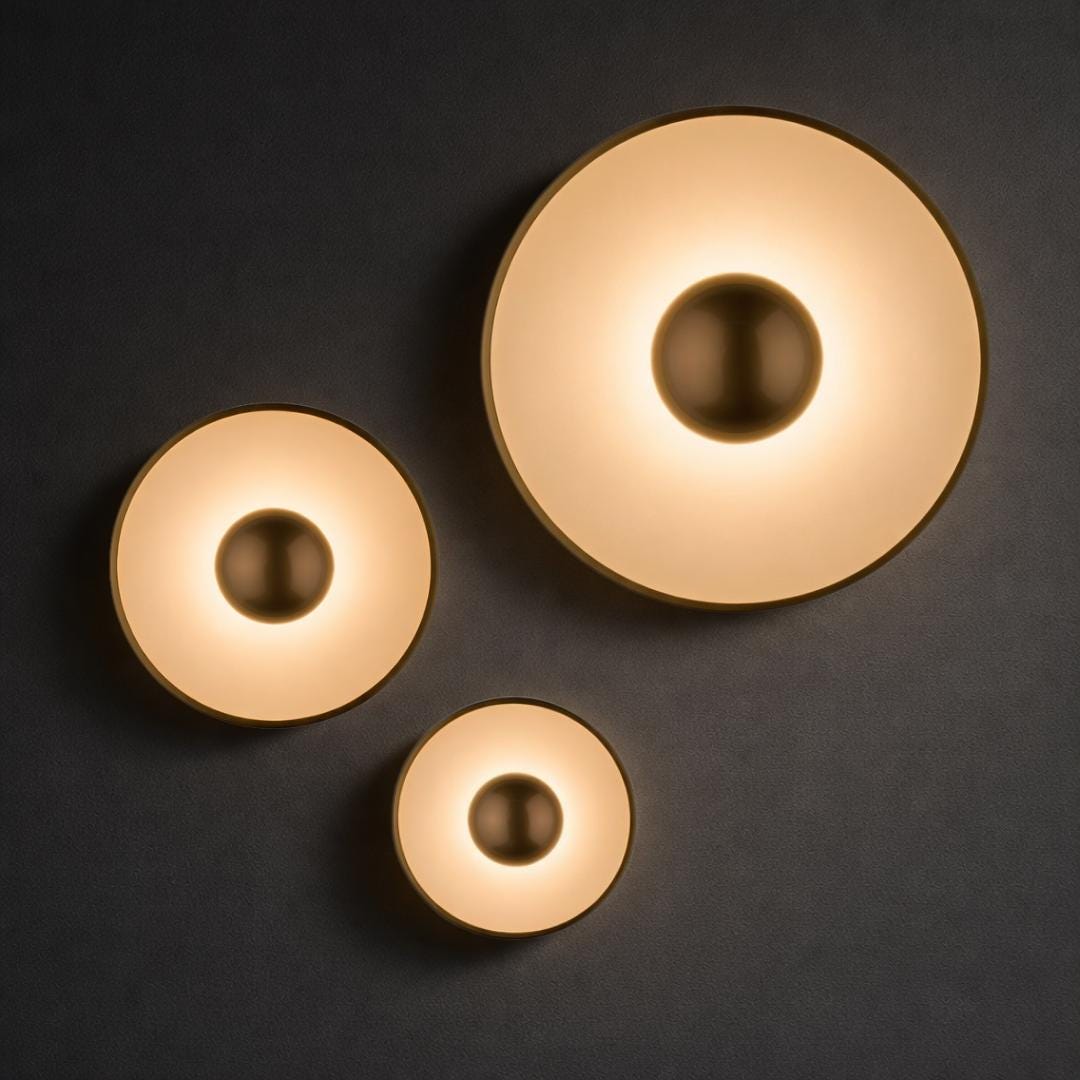Modern Round LED Wall Sconce – Brass Halo Wall Light – 3 Size Options – 2700K / 3000K – Contemporary Luxury Wall Fixture