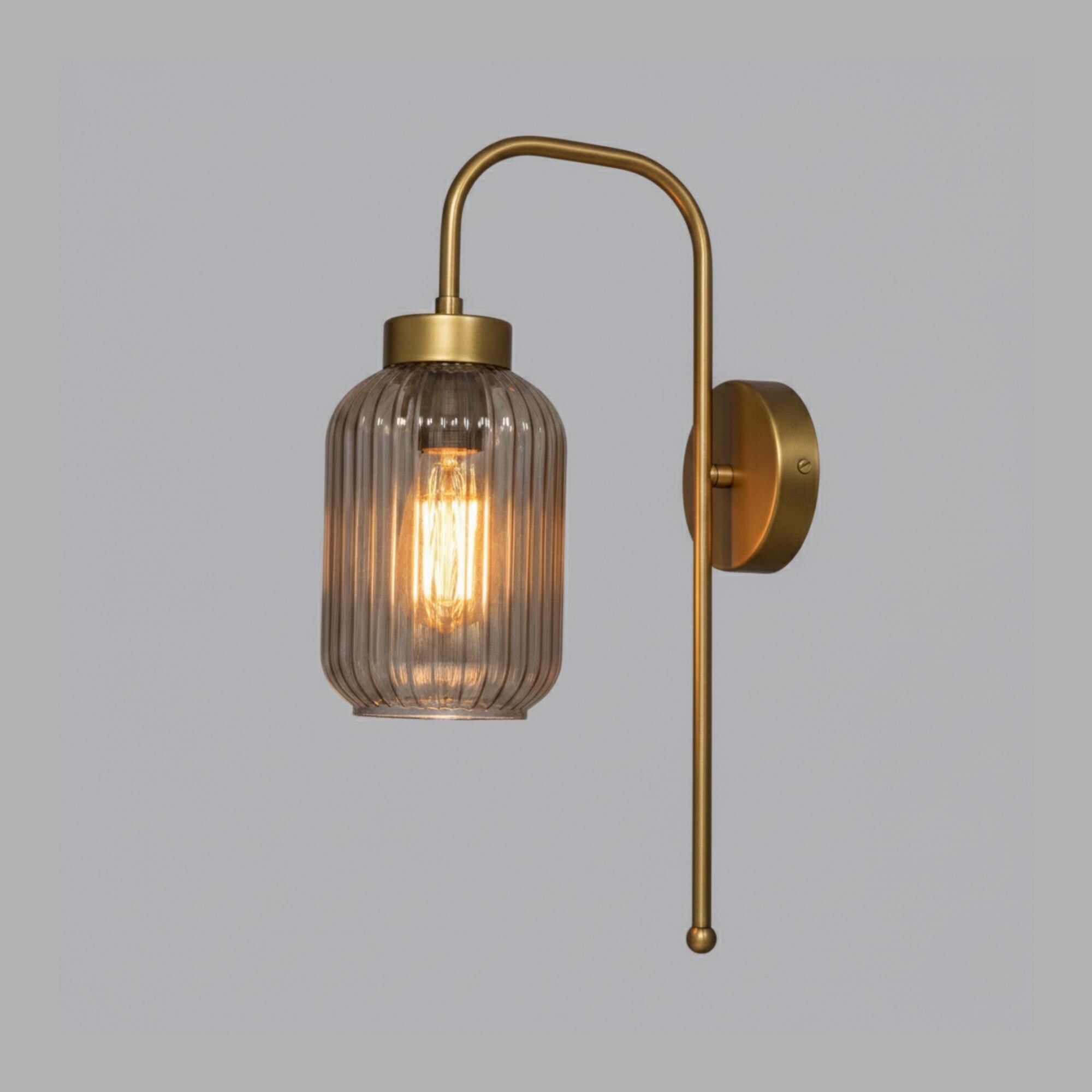 Ribbed Glass Wall Sconce, Modern Industrial Vanity Light