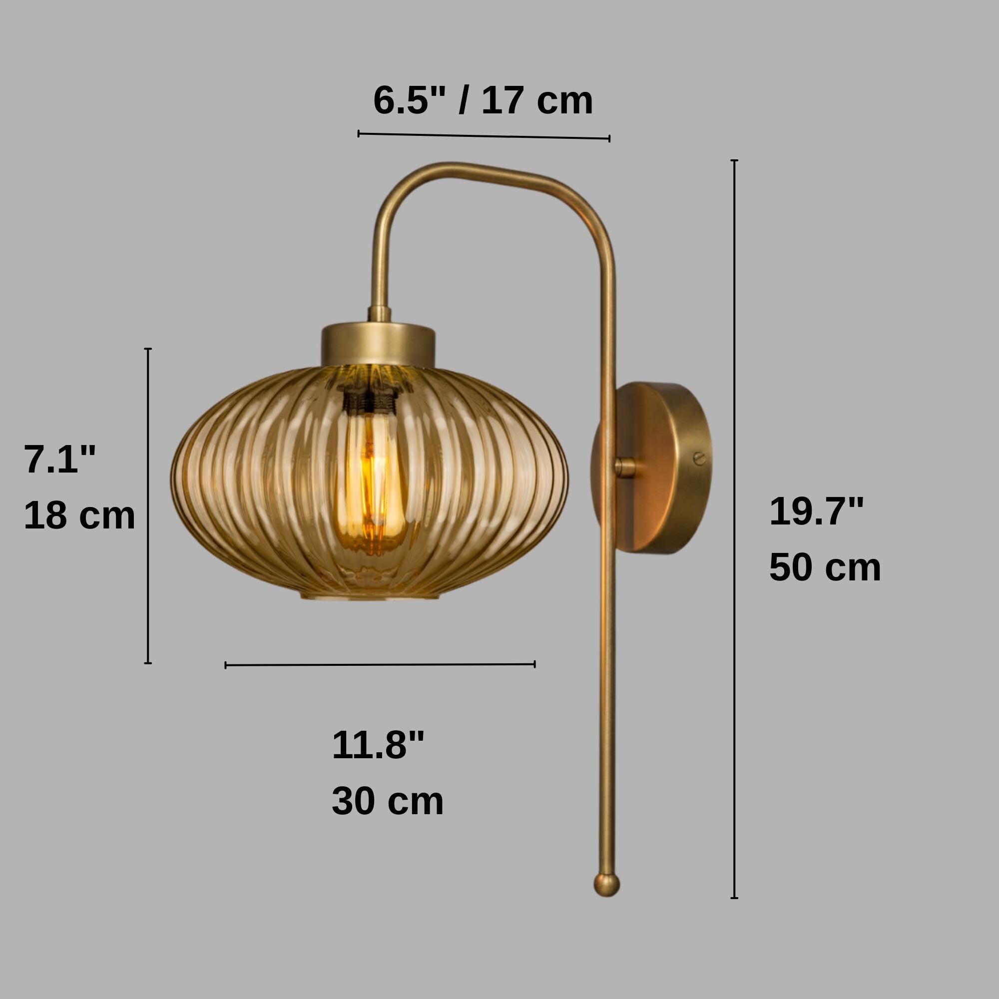 Custom Modern Ribbed Glass Wall Sconce, Smoke Amber Clear Glass, Bathroom Vanity Light, Mid-Century Bedside Lamp