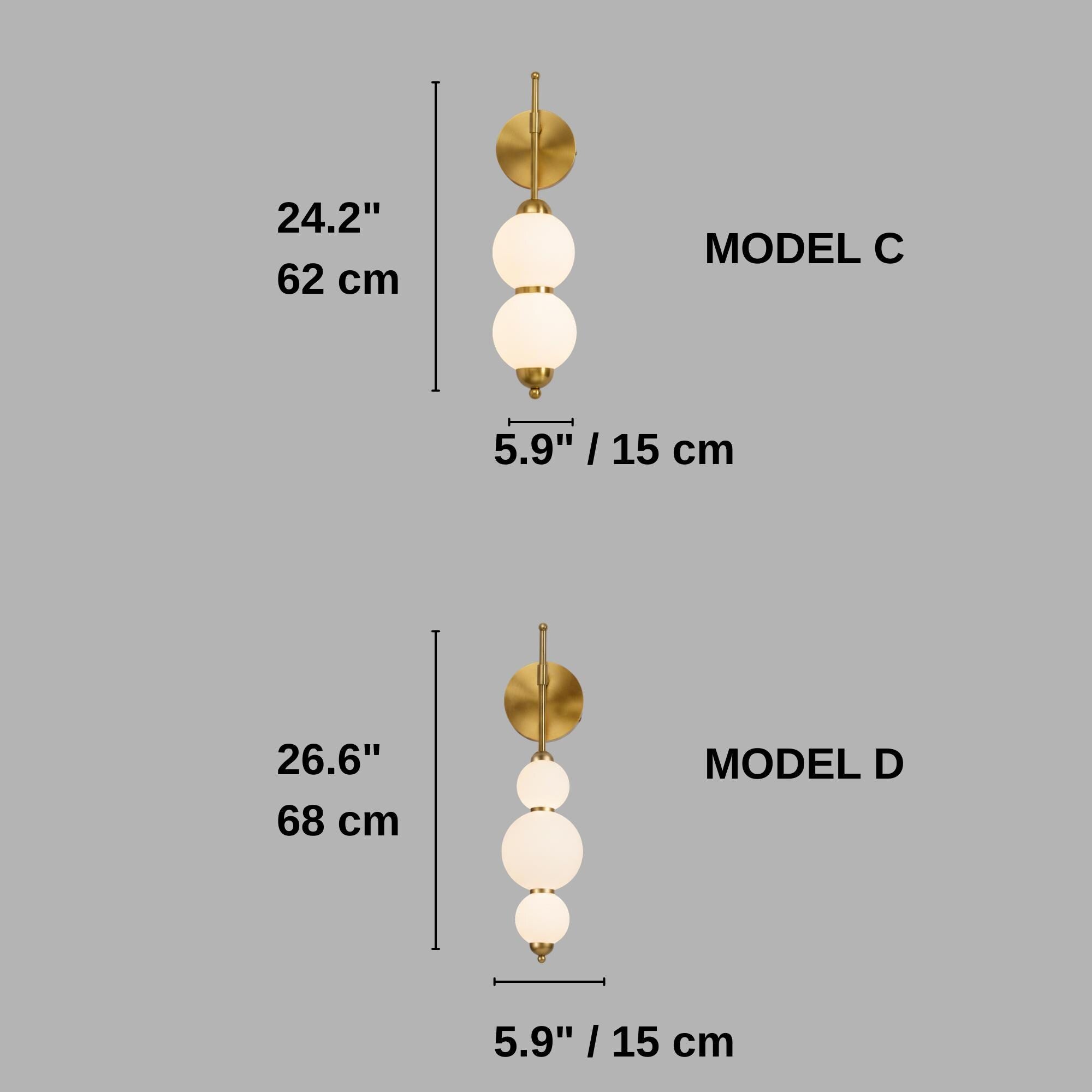 Contemporary Globe Wall Light – Vertical Opal Glass Design – Luxury Interior Sconce