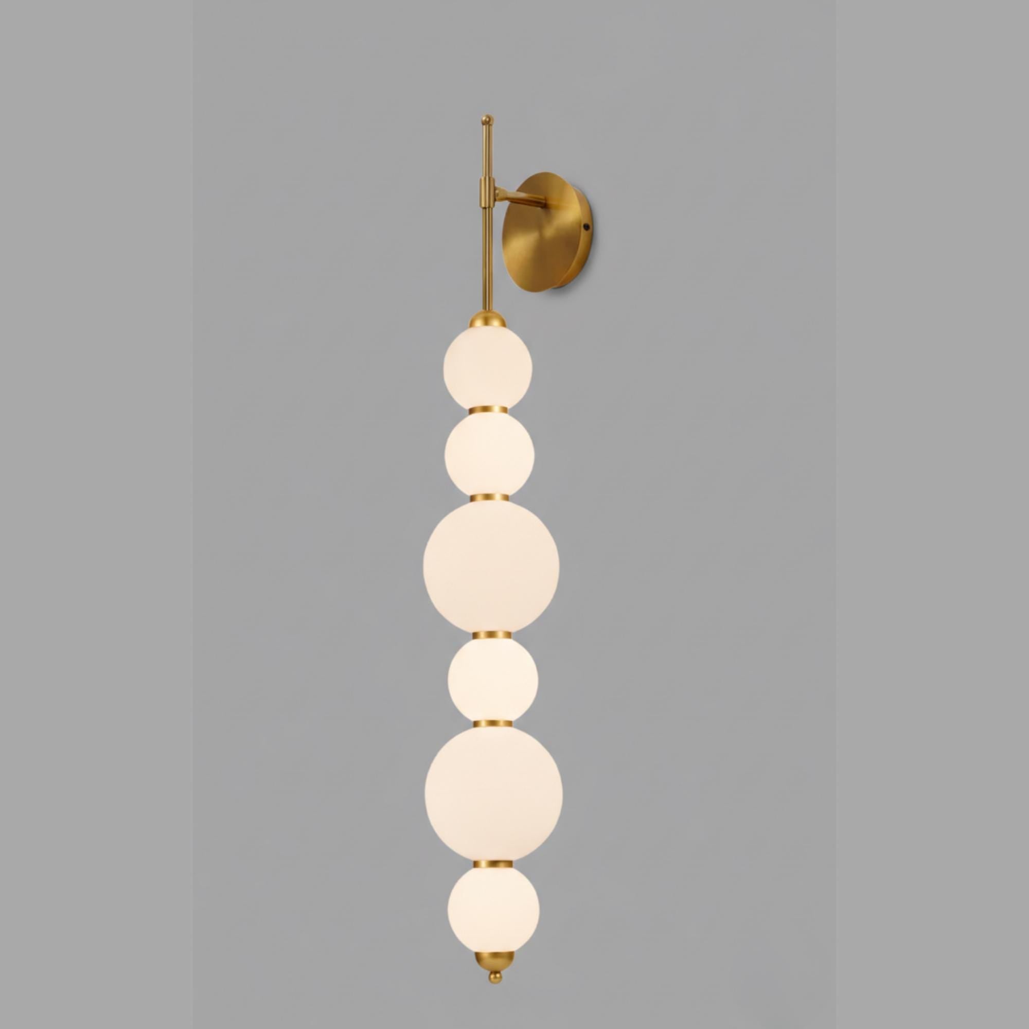 Stacked Globe Wall Sconce – Modern Opal Glass Wall Light – Custom Globe Arrangement – Extra Long Wall Sconce