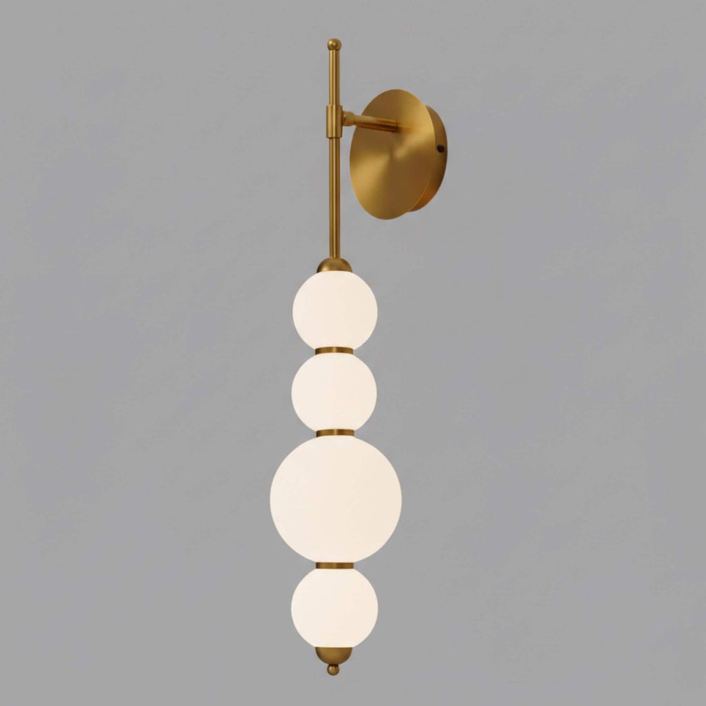 Modern Globe Wall Light – Stacked Opal Glass Sconce – Black or Gold – Architectural LED