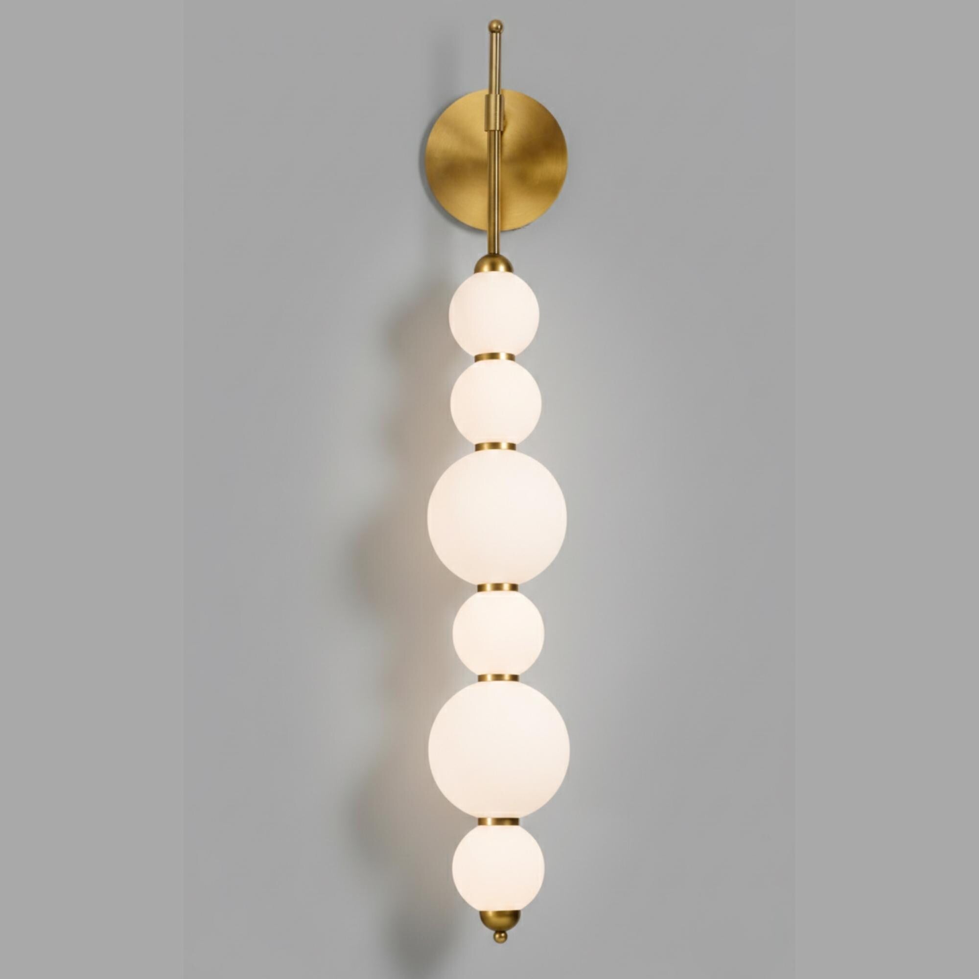 Stacked Globe Wall Sconce – Modern Opal Glass Wall Light – Custom Globe Arrangement – Extra Long Wall Sconce