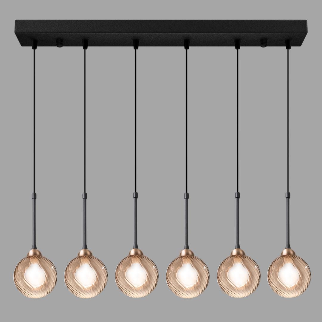 Modern Globe Chandelier, High Ceiling Pendant Light, Colorful Glass