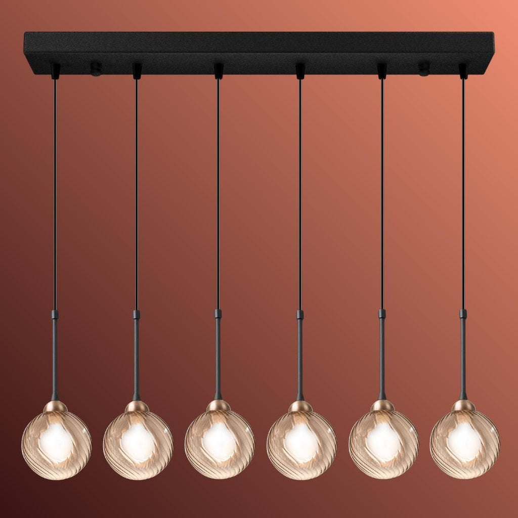 Modern Globe Chandelier, Linear Pendant Lighting, Dining Room Light Fixture