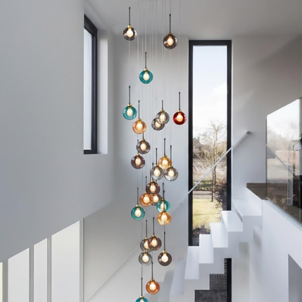 Modern Globe Chandelier, Linear Pendant Lighting, Dining Room Light Fixture