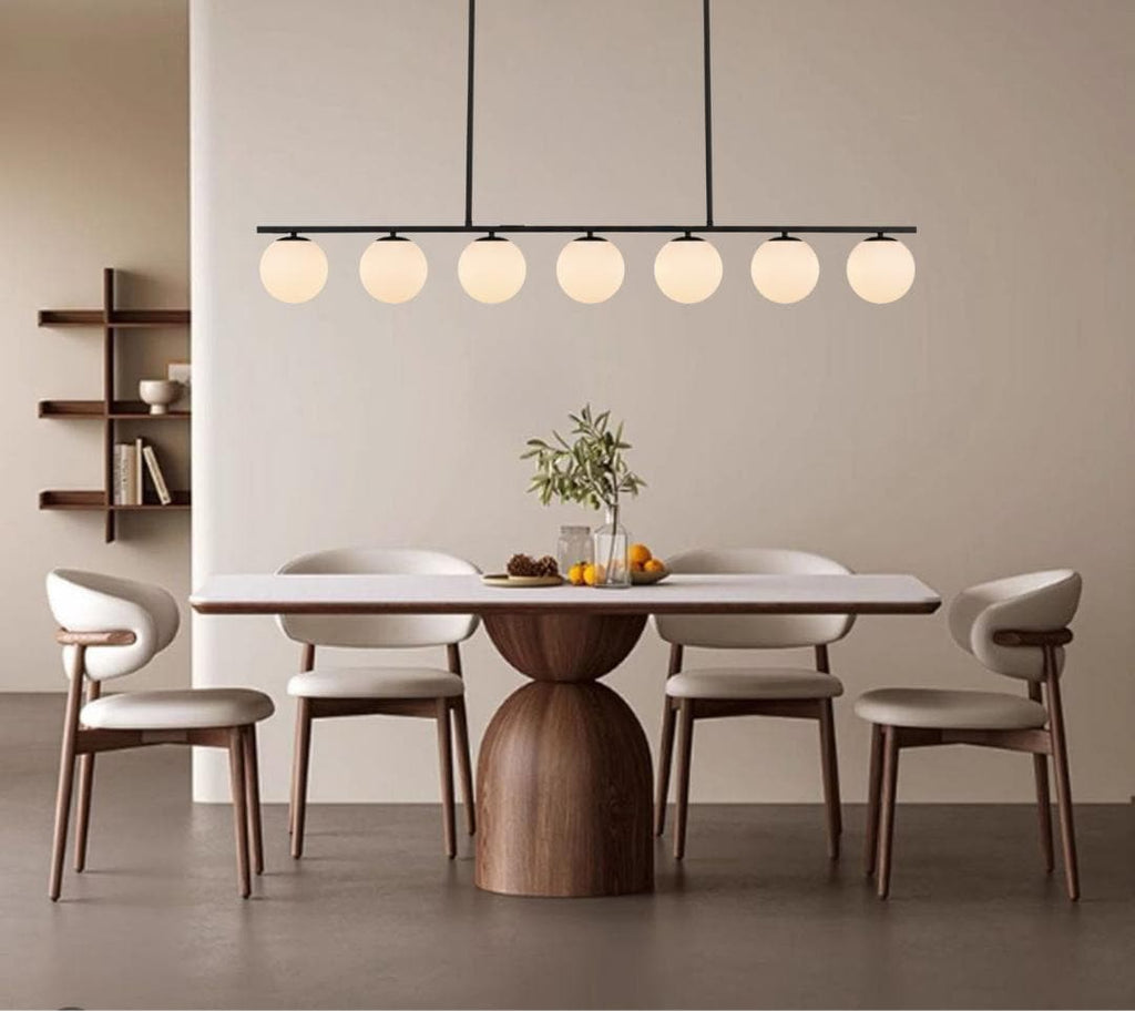 Modern Globe Glass Linear Chandelier: Kitchen Island Dining Room Lighting