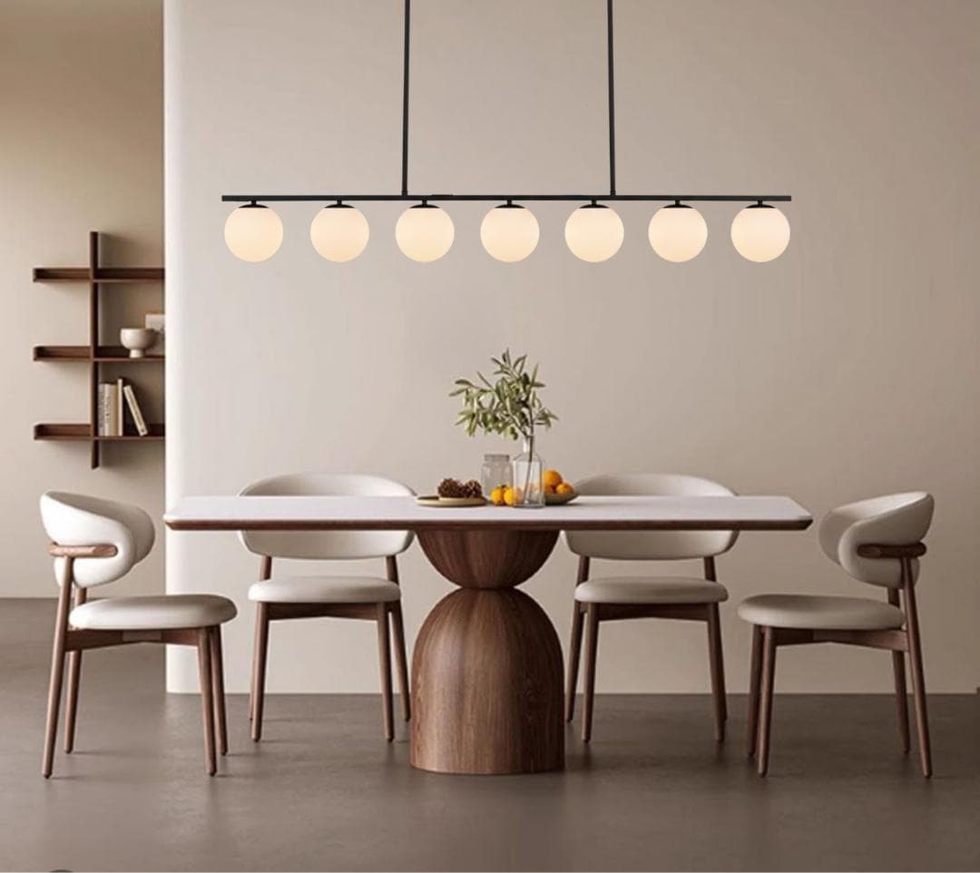 Modern Globe Glass Linear Chandelier: Kitchen Island Dining Room Lighting