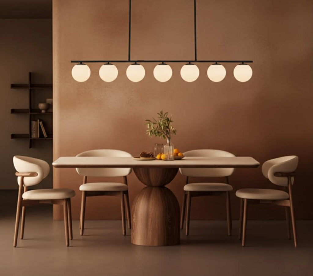 Modern Globe Glass Linear Chandelier: Kitchen Island Dining Room Lighting