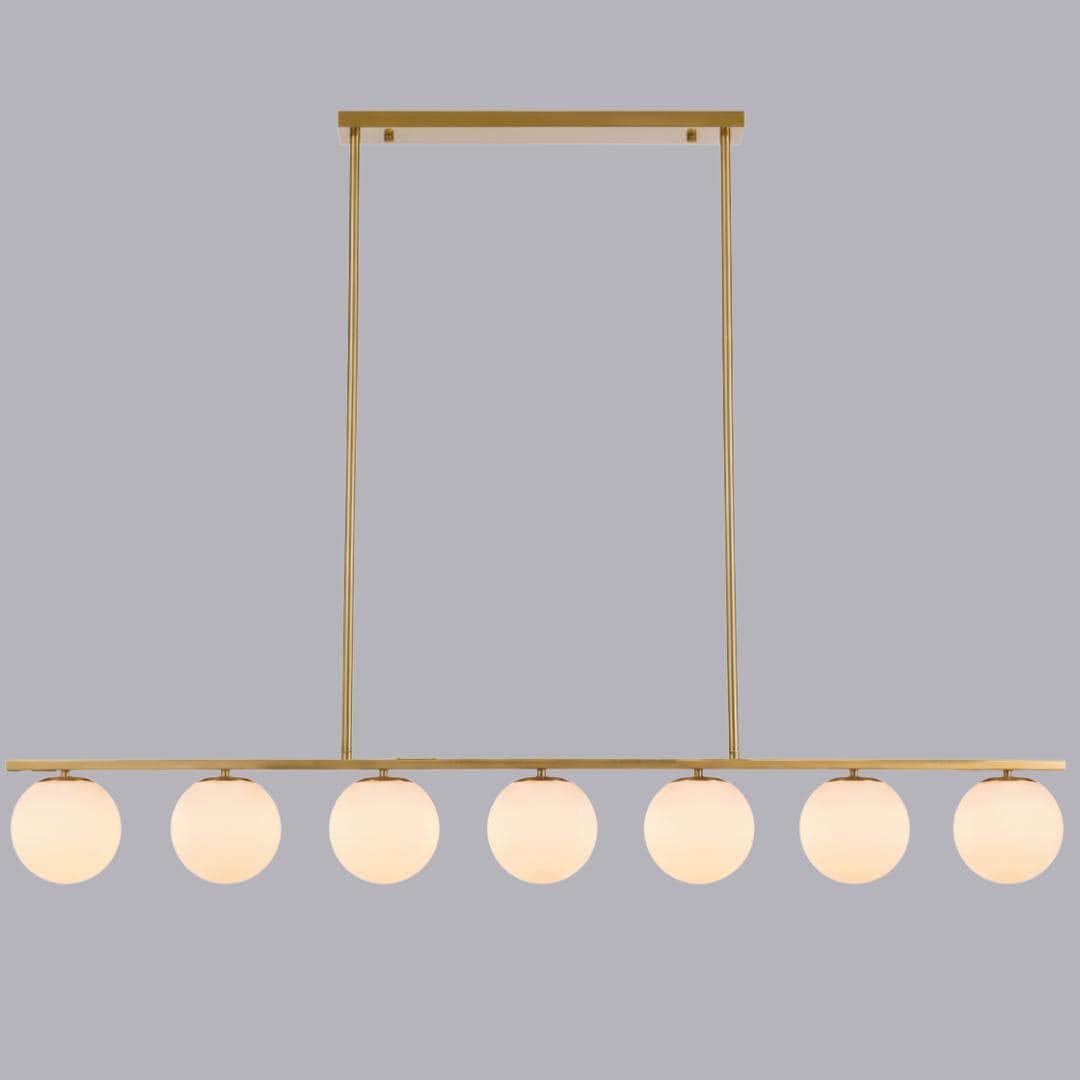 Modern Globe Glass Linear Chandelier: Kitchen Island Dining Room XL Lighting, Adjustable Height
