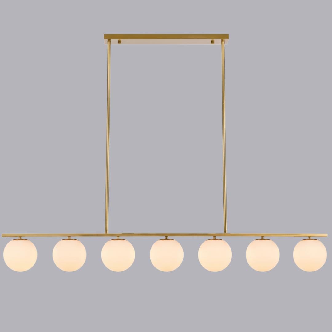 Modern Globe Glass Linear Chandelier: Kitchen Island Dining Room Lighting