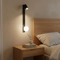 Modern Black Wall Sconce with Opal Glass Globe – Adjustable Spotlight Wall Light – Minimalist Bedroom Wall Sconce Light