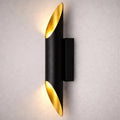 Modern Black & Gold Wall Sconce – Up Down Light – Minimal Cylinder Wall Lamp – Contemporary Interior Lighting – Luxury Matte Black Fixture