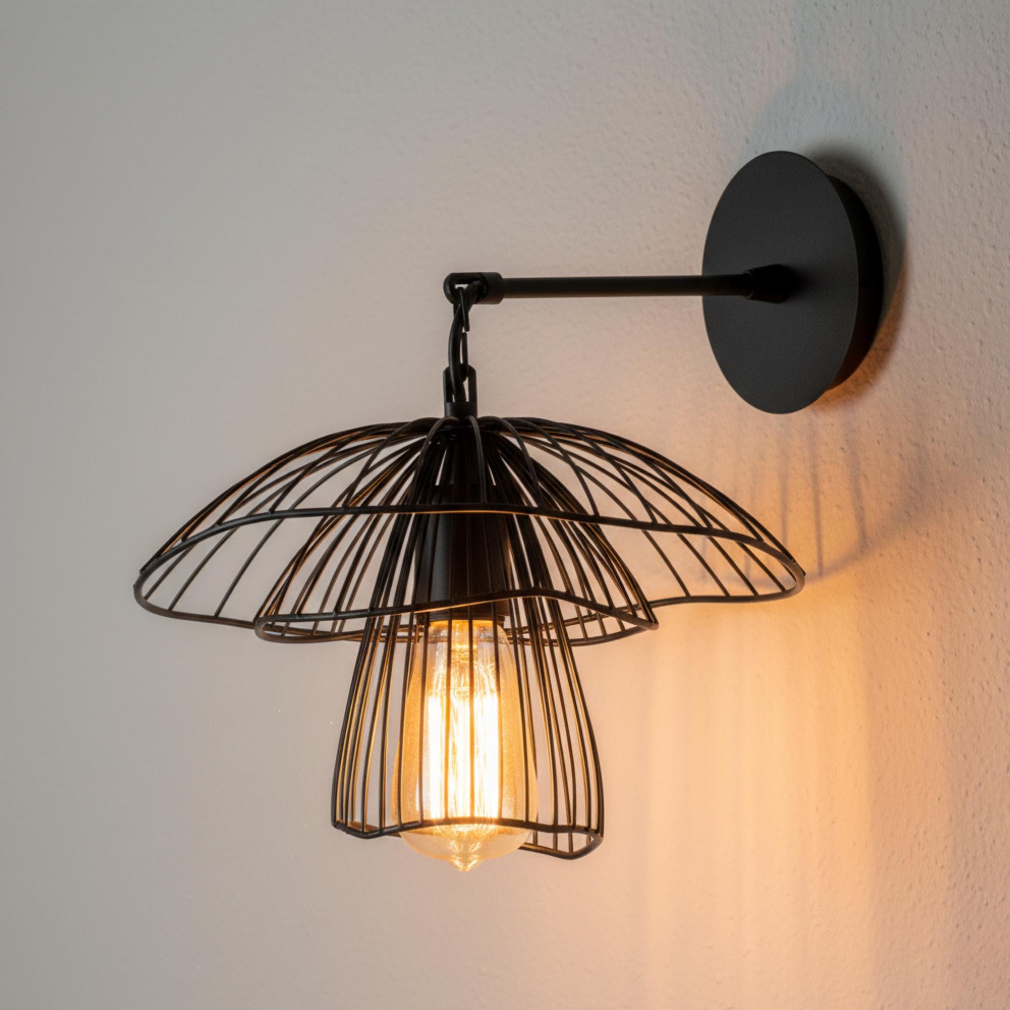 Modern Metal Cage Wall Sconce, Industrial Wire Wall Light, Modern Farmhouse Loft Fixture