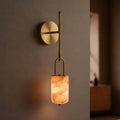 Modern Marble Wall Sconce, Brass Alabaster Wall Light, Custom Stone Sconce, Luxury Bathroom Vanity Light