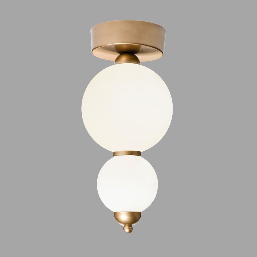 Custom Globe Flush Mount Ceiling Light – Modern Opal Glass Plafonnier – Low Ceiling Lighting