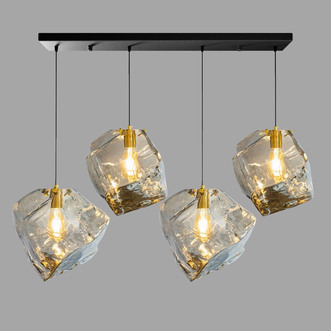 Smoked Glass Cluster Pendant Light, Modern Foyer Chandelier