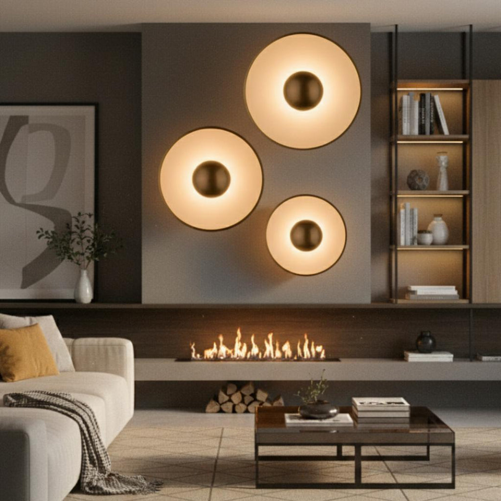 Modern Round LED Wall Sconce – Brass Halo Wall Light – 3 Size Options – 2700K / 3000K – Contemporary Luxury Wall Fixture