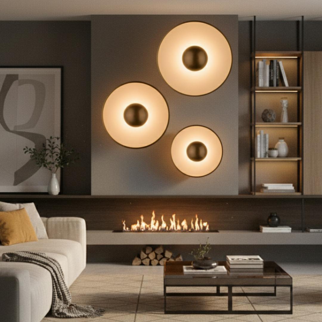 Modern Round LED Wall Sconce – Brass Halo Wall Light – 3 Size Options – 2700K / 3000K – Contemporary Luxury Wall Fixture