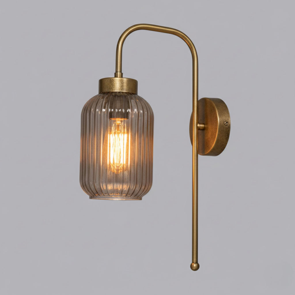 Ribbed Glass Wall Sconce, Modern Industrial Vanity Light