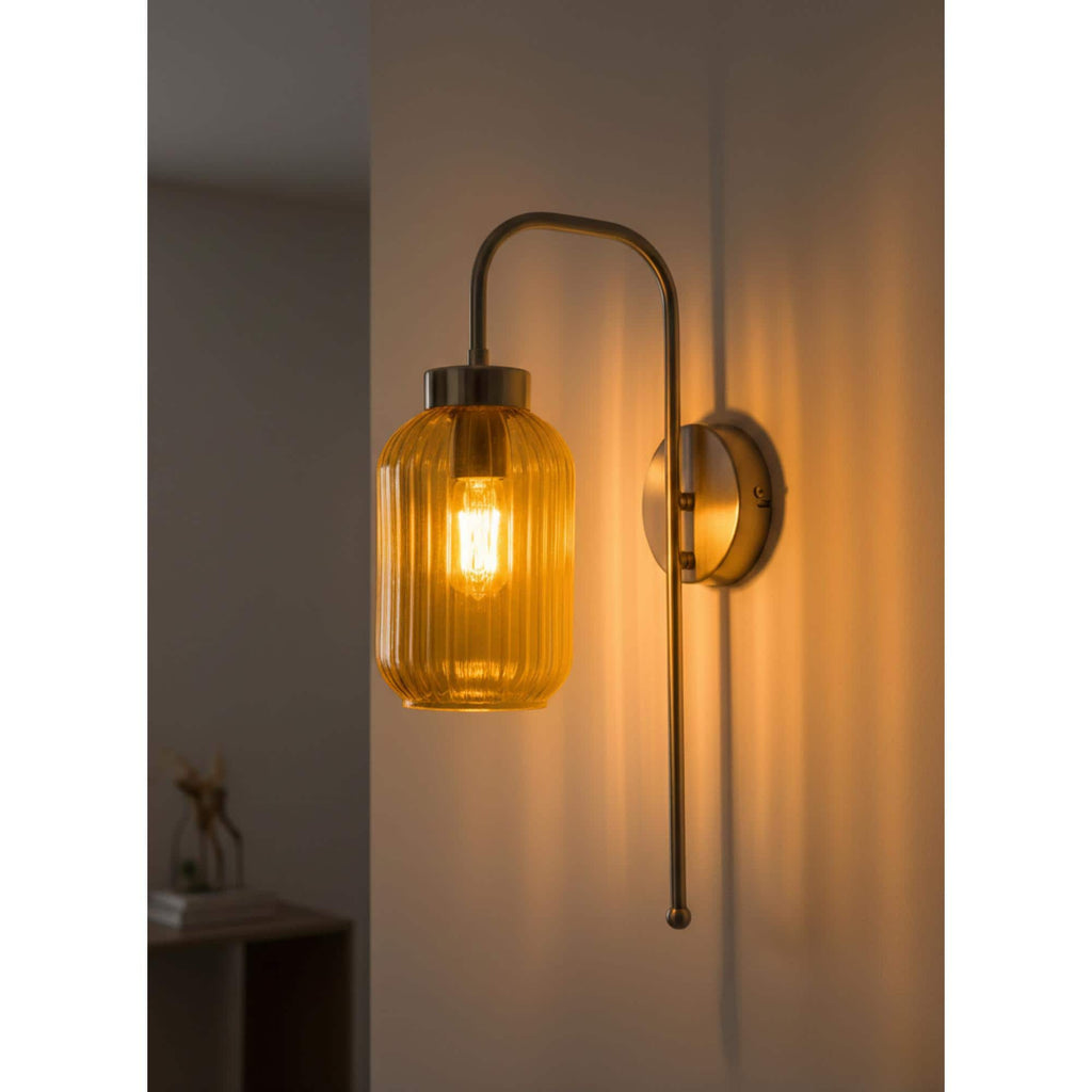 Ribbed Glass Wall Sconce, Modern Industrial Vanity Light