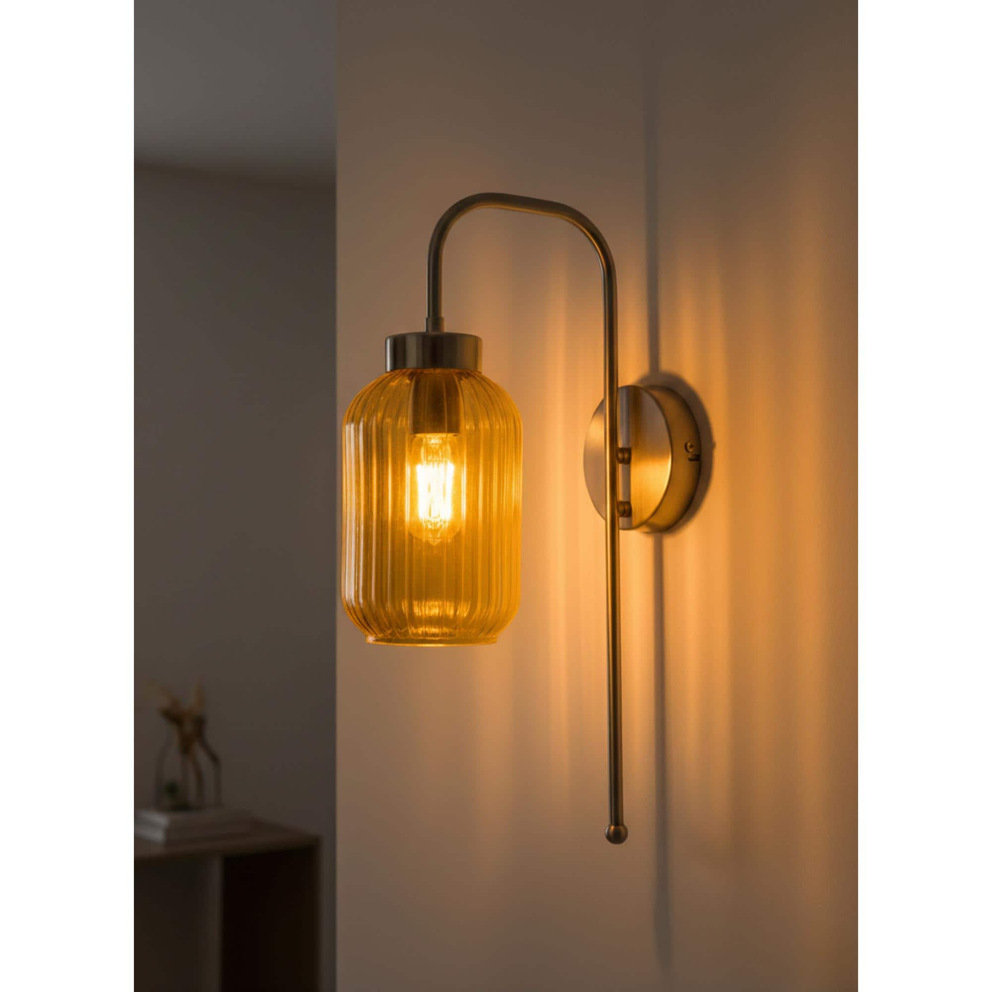 Ribbed Glass Wall Sconce, Modern Industrial Vanity Light