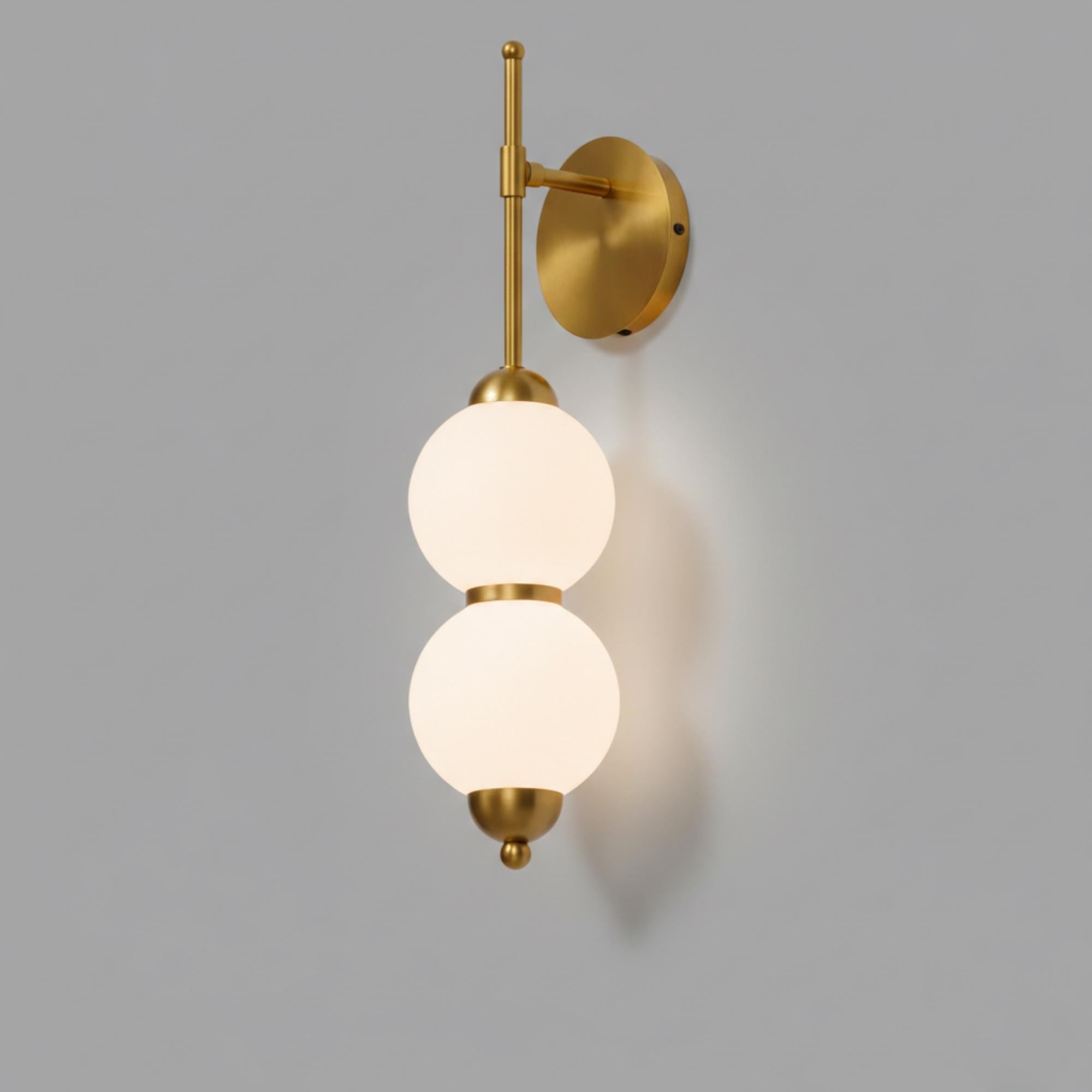 Minimal Globe Wall Sconce – Contemporary Opal Glass Fixture – Bedroom & Hallway Light