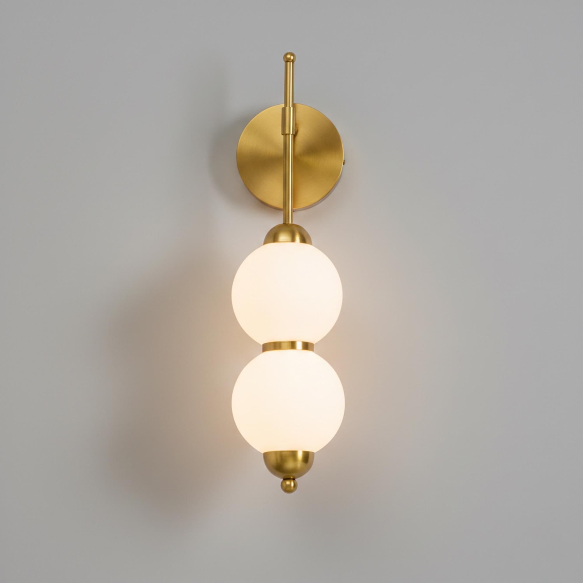 Minimal Globe Wall Sconce – Contemporary Opal Glass Fixture – Bedroom & Hallway Light