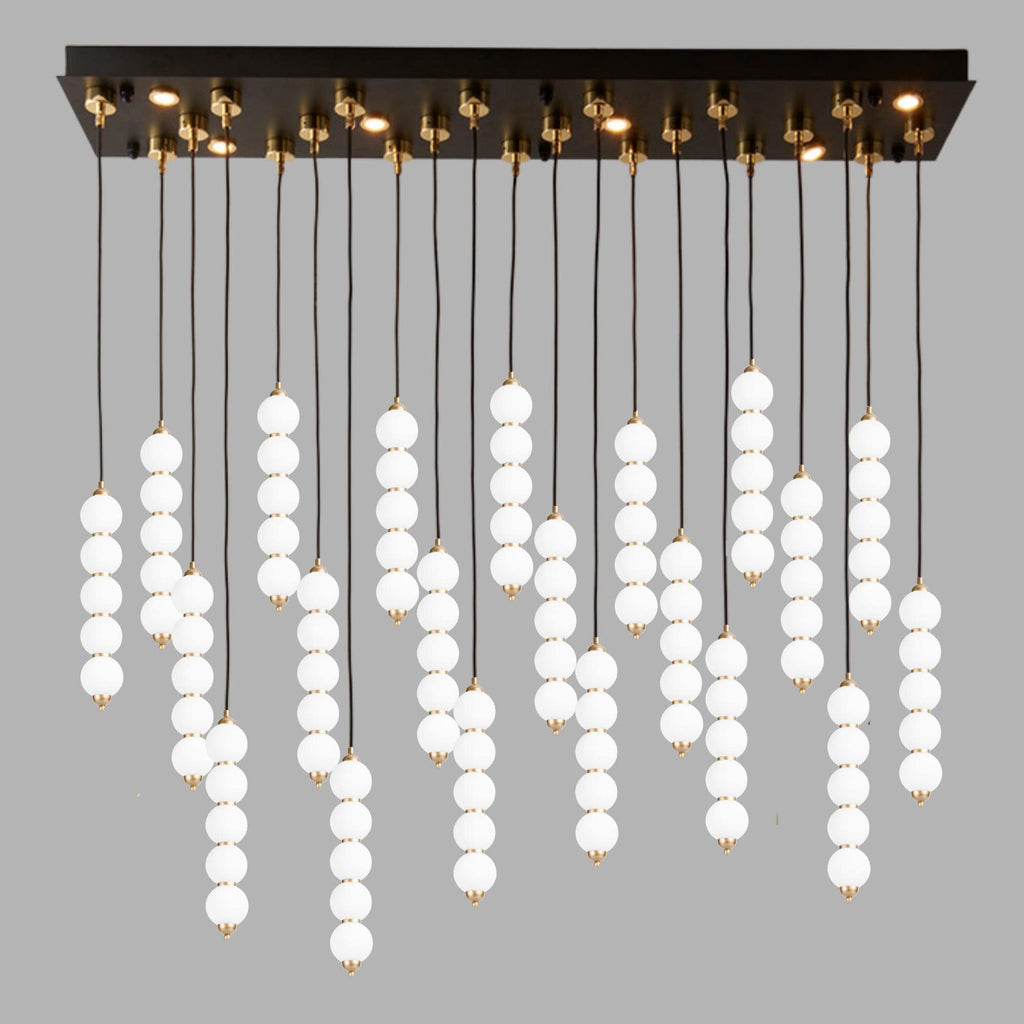 Stacked Globe Chandelier – Modern Opal Glass Pendant for Dining, High Ceilings