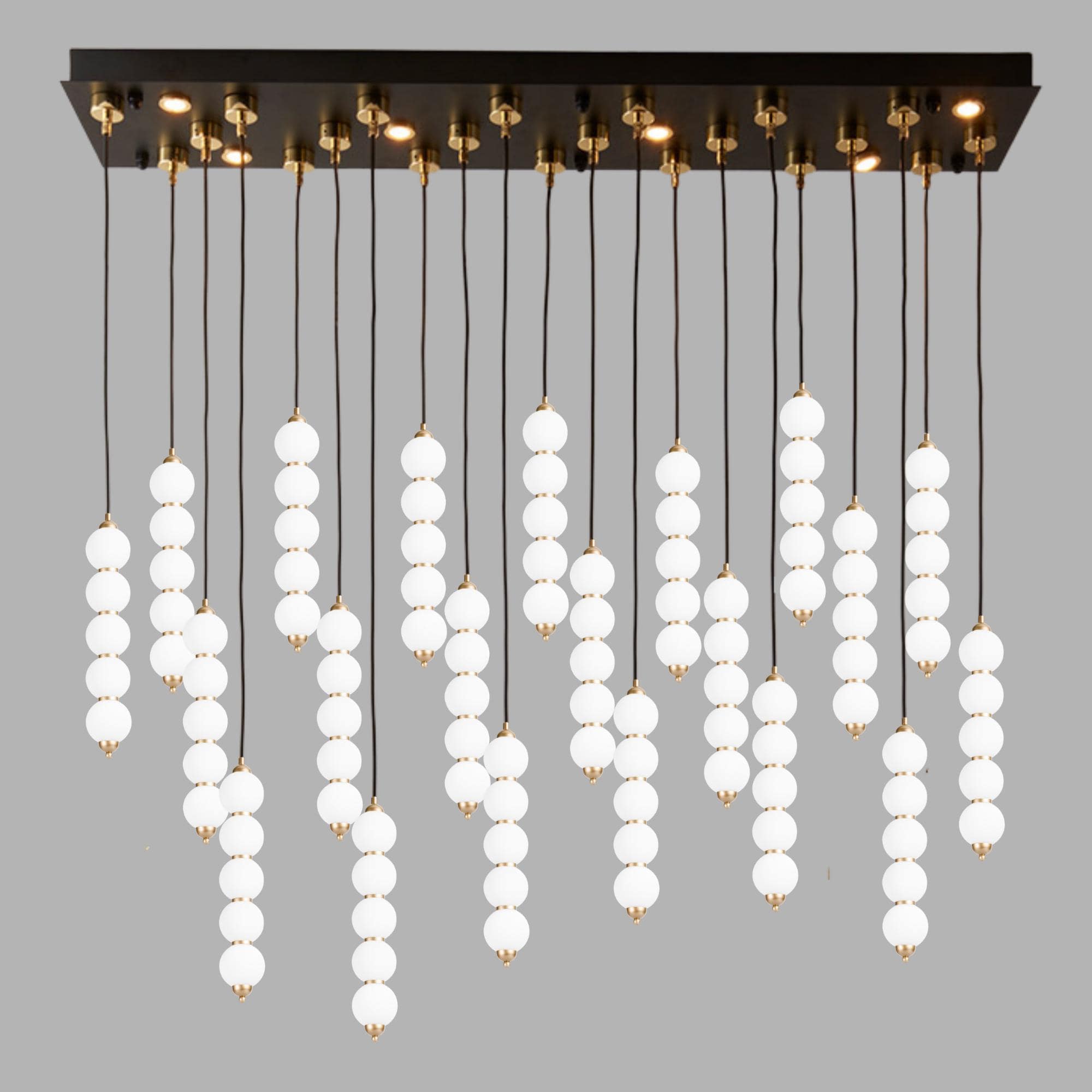 Stacked Globe Chandelier – Modern Opal Glass Pendant for Dining, High Ceilings
