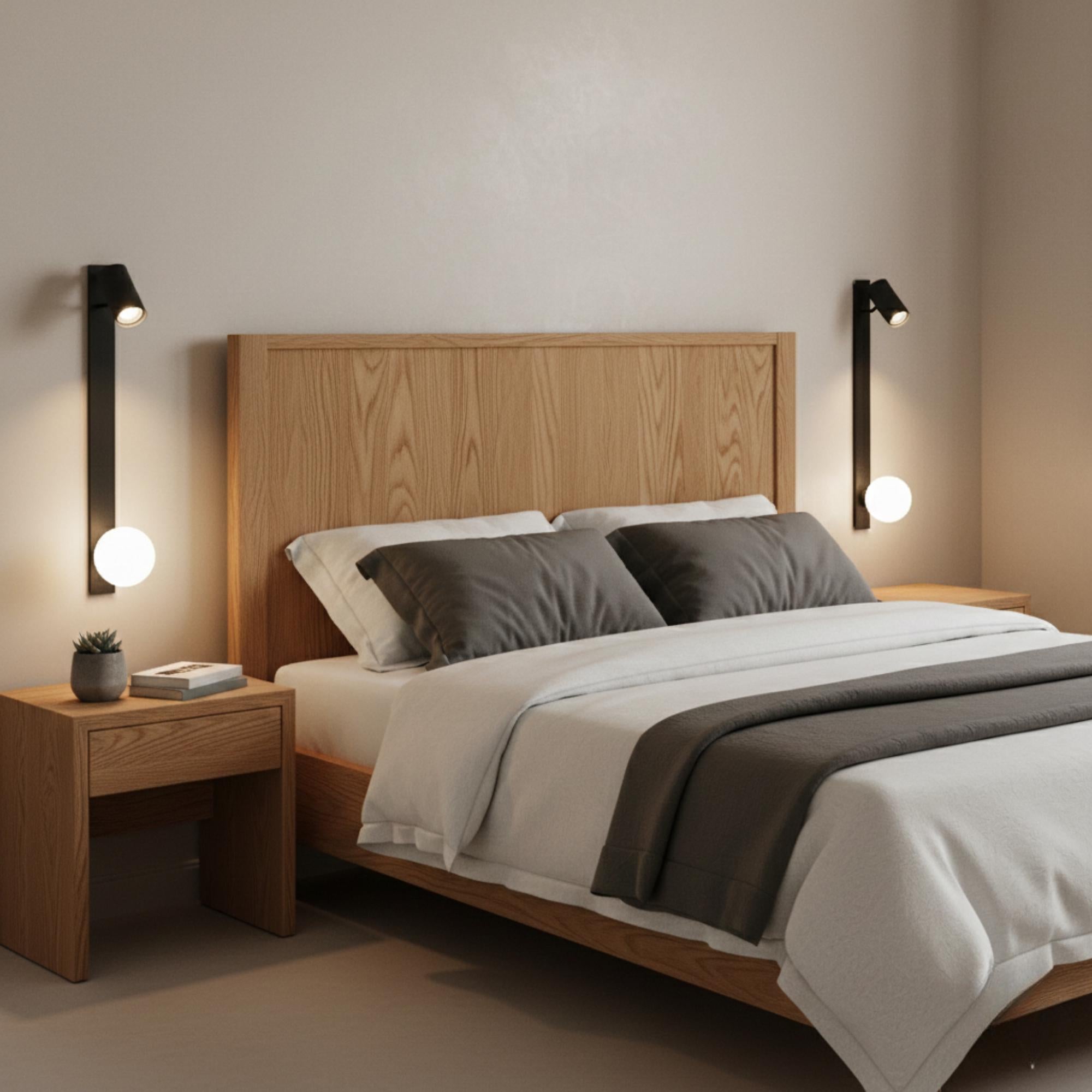 Modern Black Wall Sconce with Opal Glass Globe – Adjustable Spotlight Wall Light – Minimalist Bedroom Wall Sconce Light