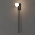 Modern Asymmetrical Wall Sconce Light – Opal Globe Wall Lamp – Right or Left Arm Black Minimalist Bedroom Bedside Lighting