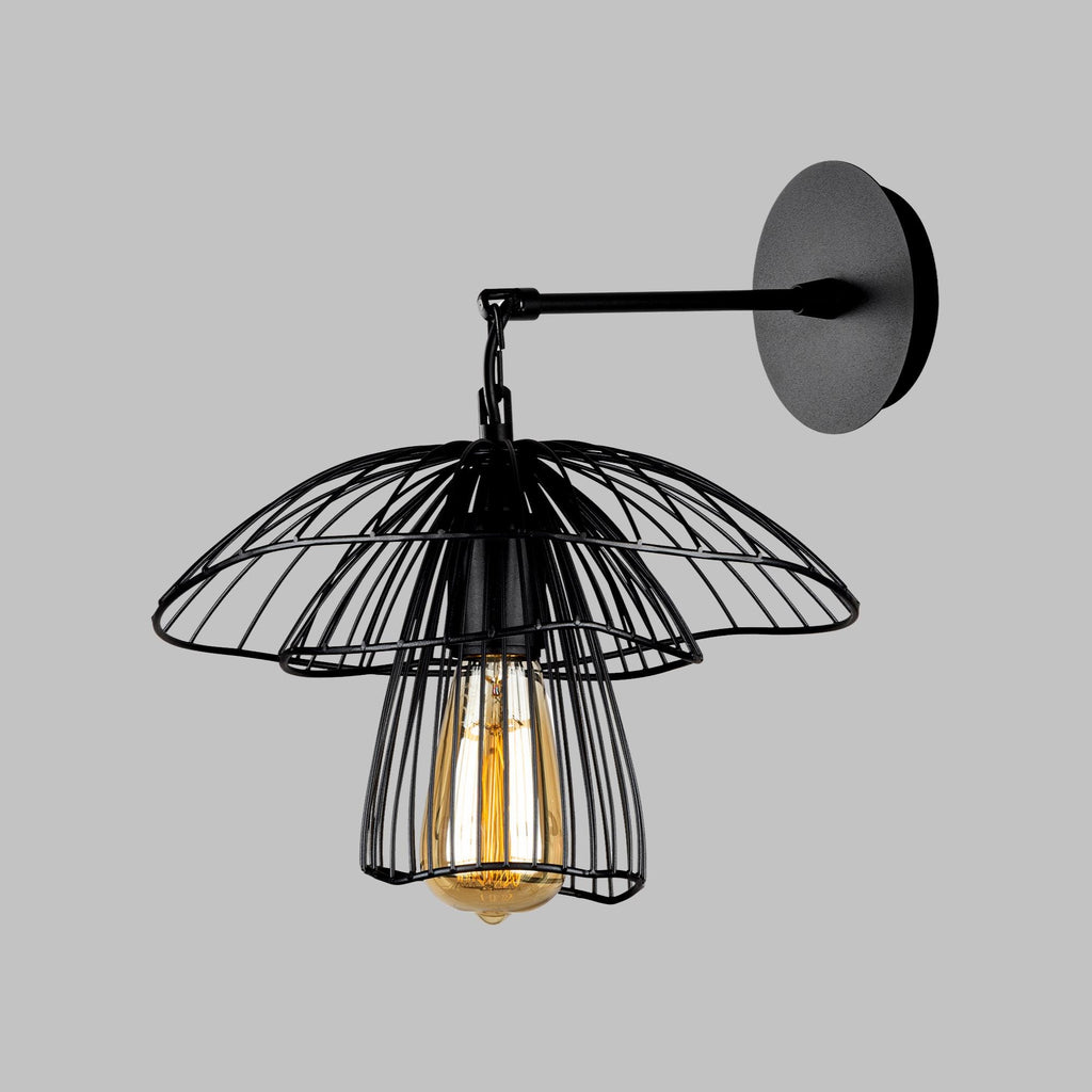 Modern Metal Cage Wall Sconce, Industrial Wire Wall Light, Modern Farmhouse Loft Fixture