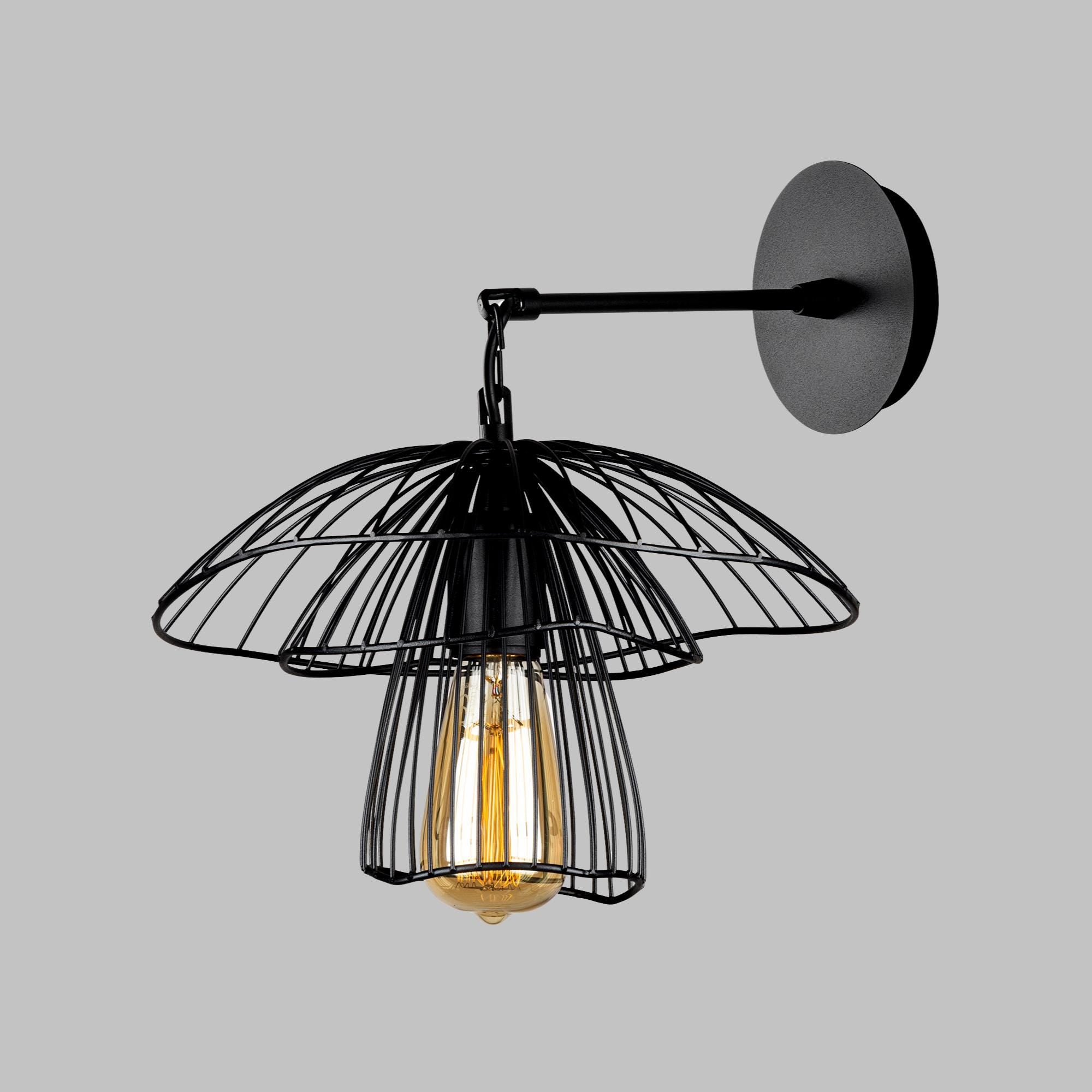 Modern Metal Cage Wall Sconce, Industrial Wire Wall Light, Modern Farmhouse Loft Fixture