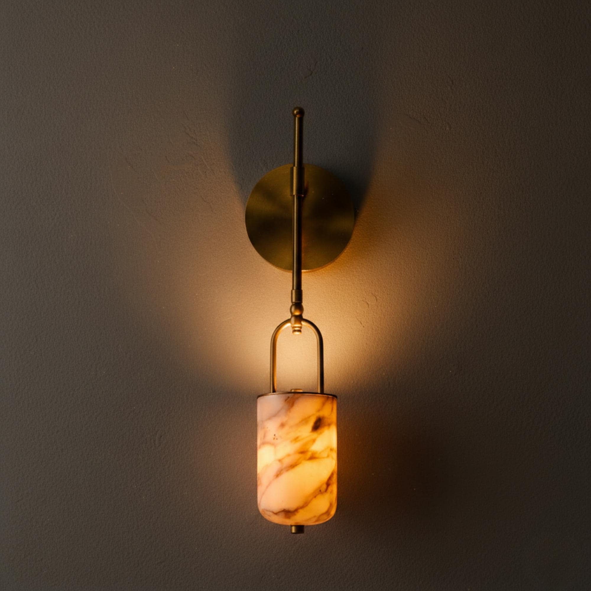 Modern Marble Wall Sconce, Brass Alabaster Wall Light, Custom Stone Sconce, Luxury Bathroom Vanity Light