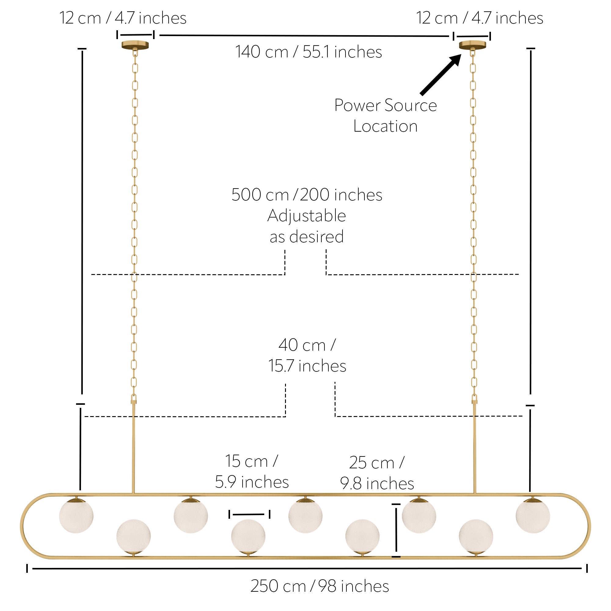 XL Modern Linear Mix Chandelier: 12 Person Dining Table Chandelier