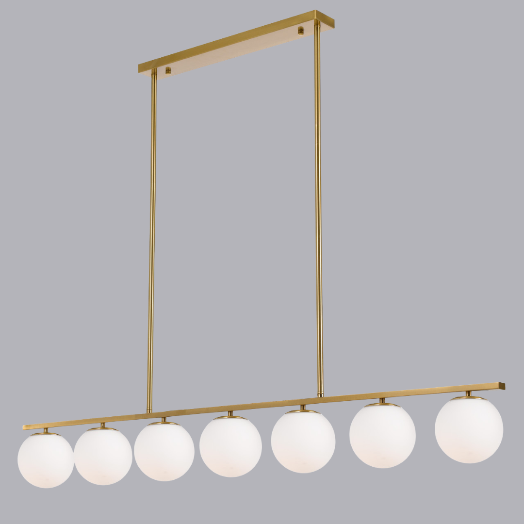 Modern Globe Glass Linear Chandelier: Kitchen Island Dining Room Lighting