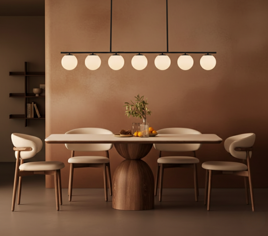 Modern Globe Glass Linear Chandelier: Kitchen Island Dining Room XL Lighting, Adjustable Height