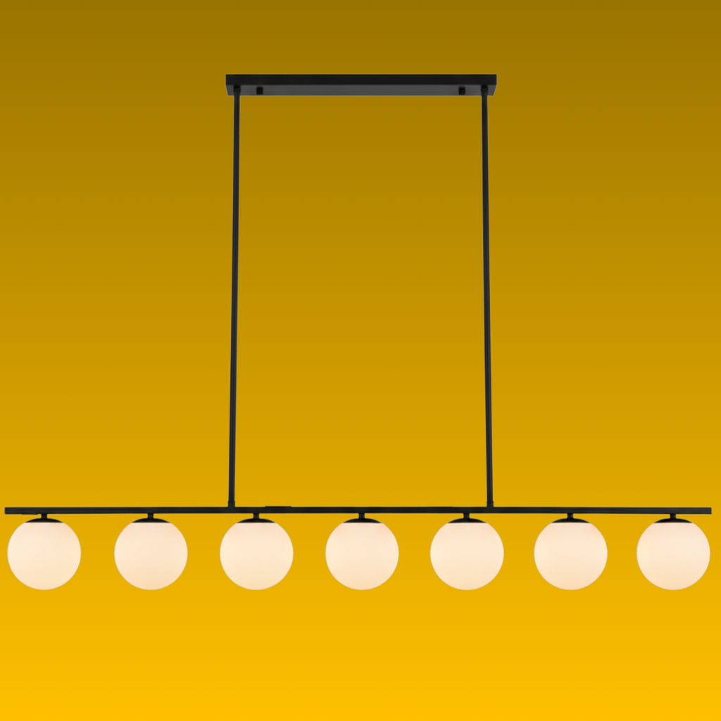 Modern Globe Glass Linear Chandelier: Kitchen Island Dining Room XL Lighting, Adjustable Height