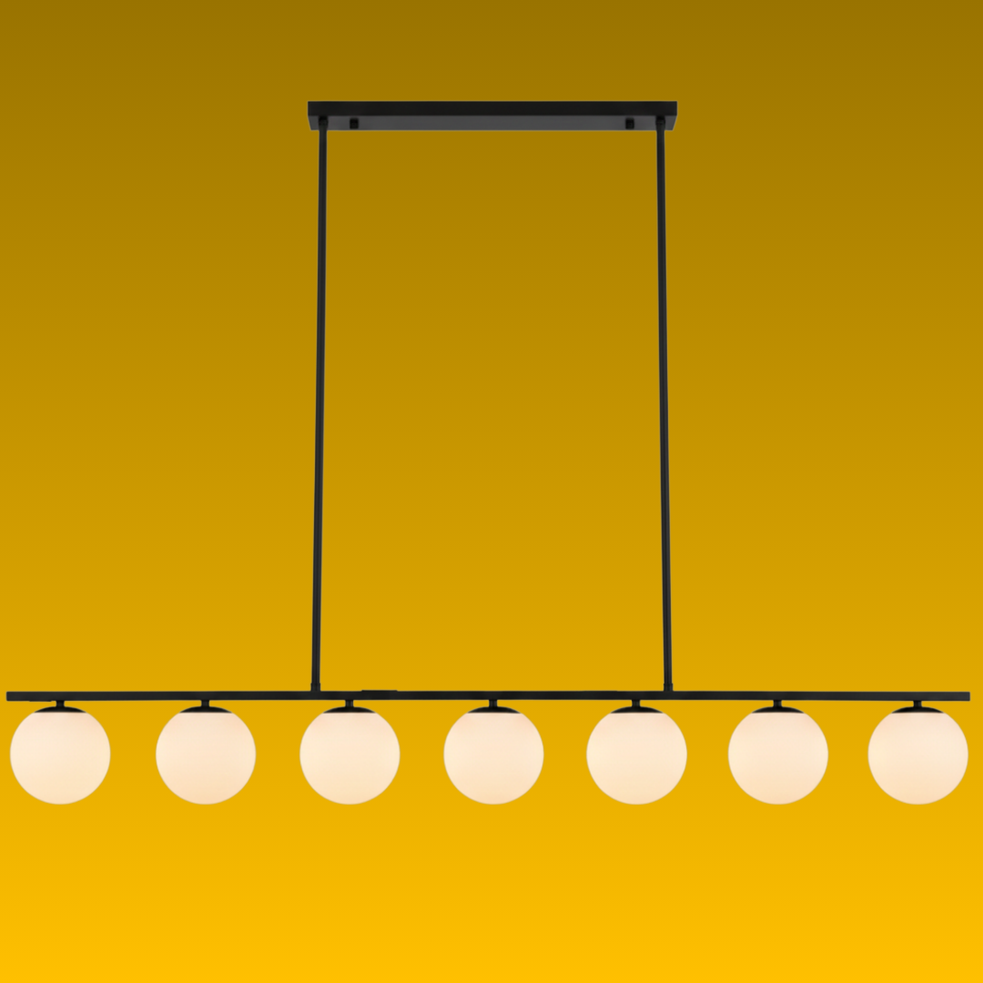 Modern Globe Glass Linear Chandelier: Kitchen Island Dining Room XL Lighting, Adjustable Height
